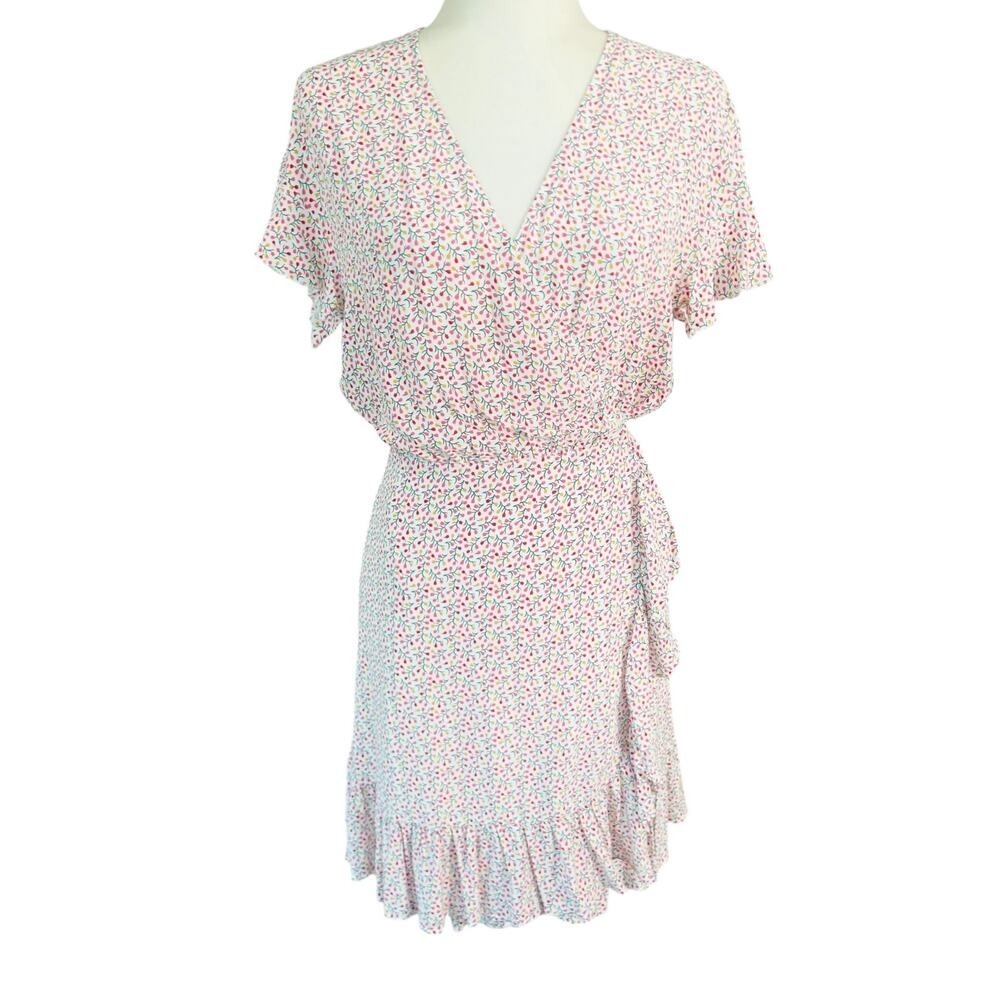 Rails Koreen Flower Vines Wrap Dress Small Cottage Floral Romantic Mini Ruffle